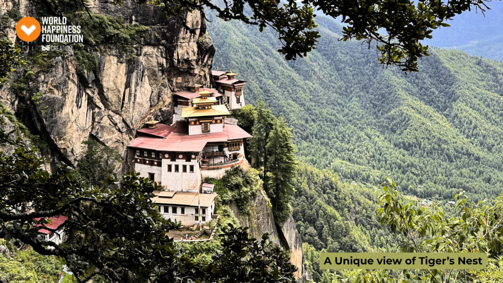 A unique view of Tiger's Nest monastery on the cliffside