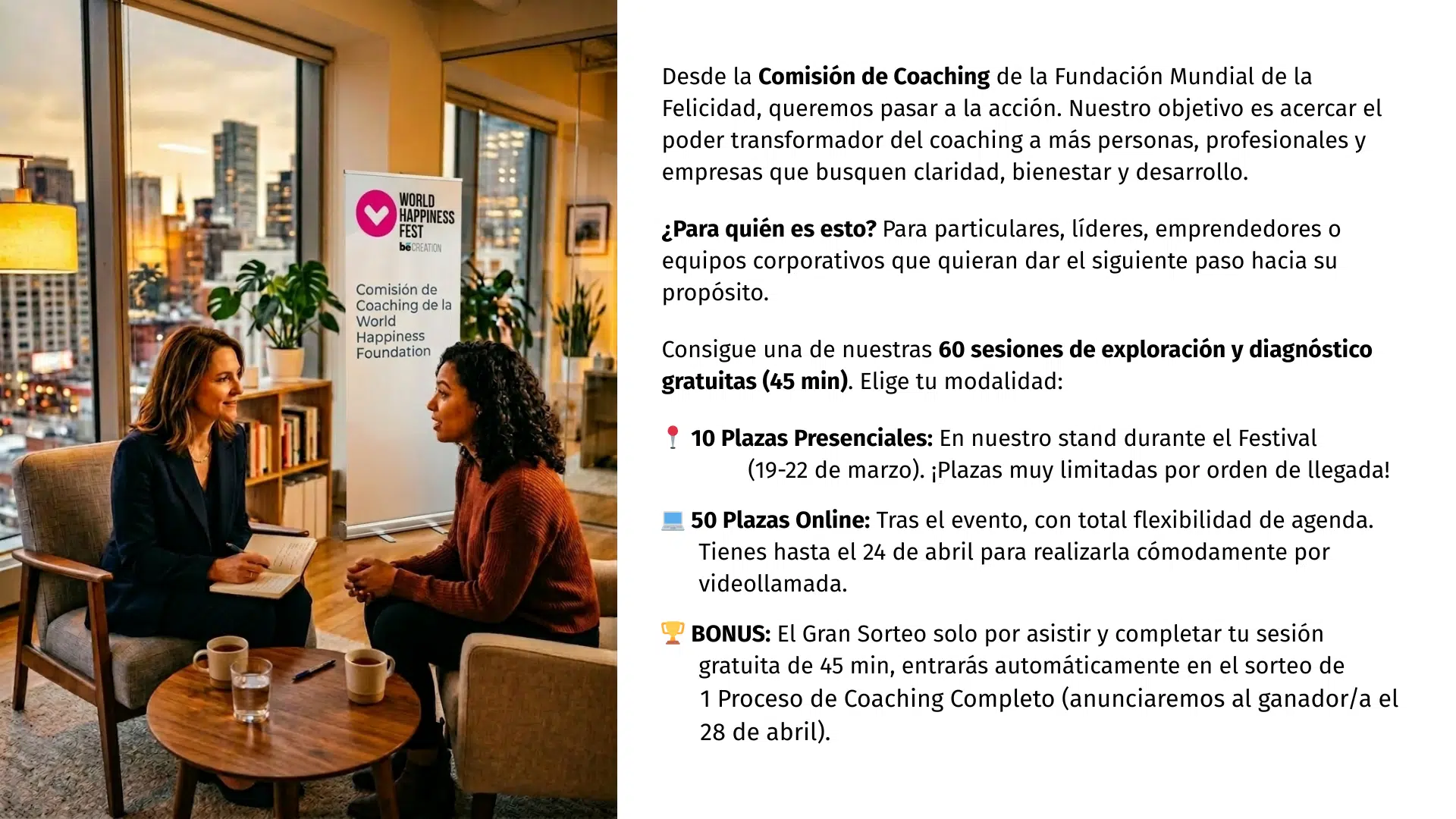 Free coaching sessions — One-to-one, drop-in