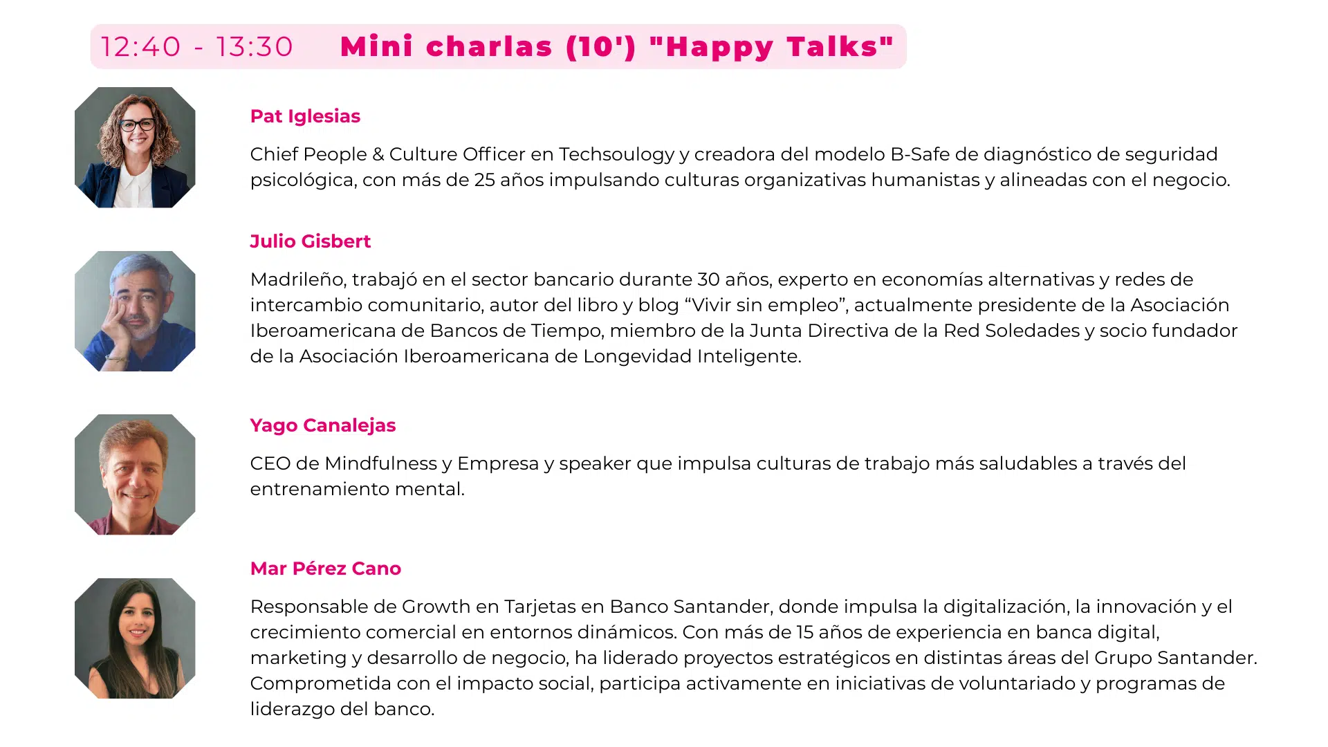 Happytalks — Pat Iglesias · Julio Gisbert · Yago Canalejas · Mar Pérez-Cano