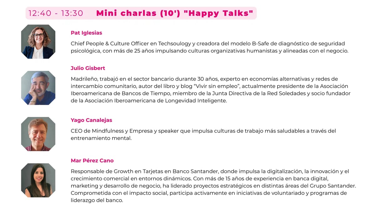 Happytalks — Pat Iglesias · Julio Gisbert · Yago Canalejas · Mar Pérez-Cano