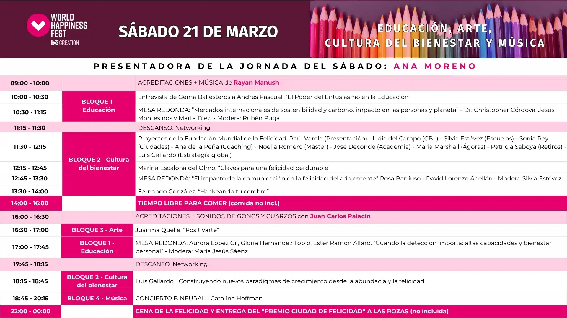 Agenda — Saturday · March 21